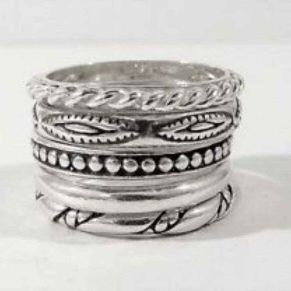 Silpada 925 Sterling Silver Set of 5 Stackable Band Rings (item #R0593)